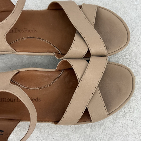 L’amour Des Pieds Casimiro Leather Strappy Wedge Sandals Women’s Size 9 - Picture 2 of 6